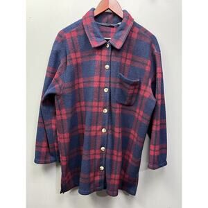 Mountain Lake Shirt Mens large Plaid Flannel Red Blue Shacket Pockets Barn